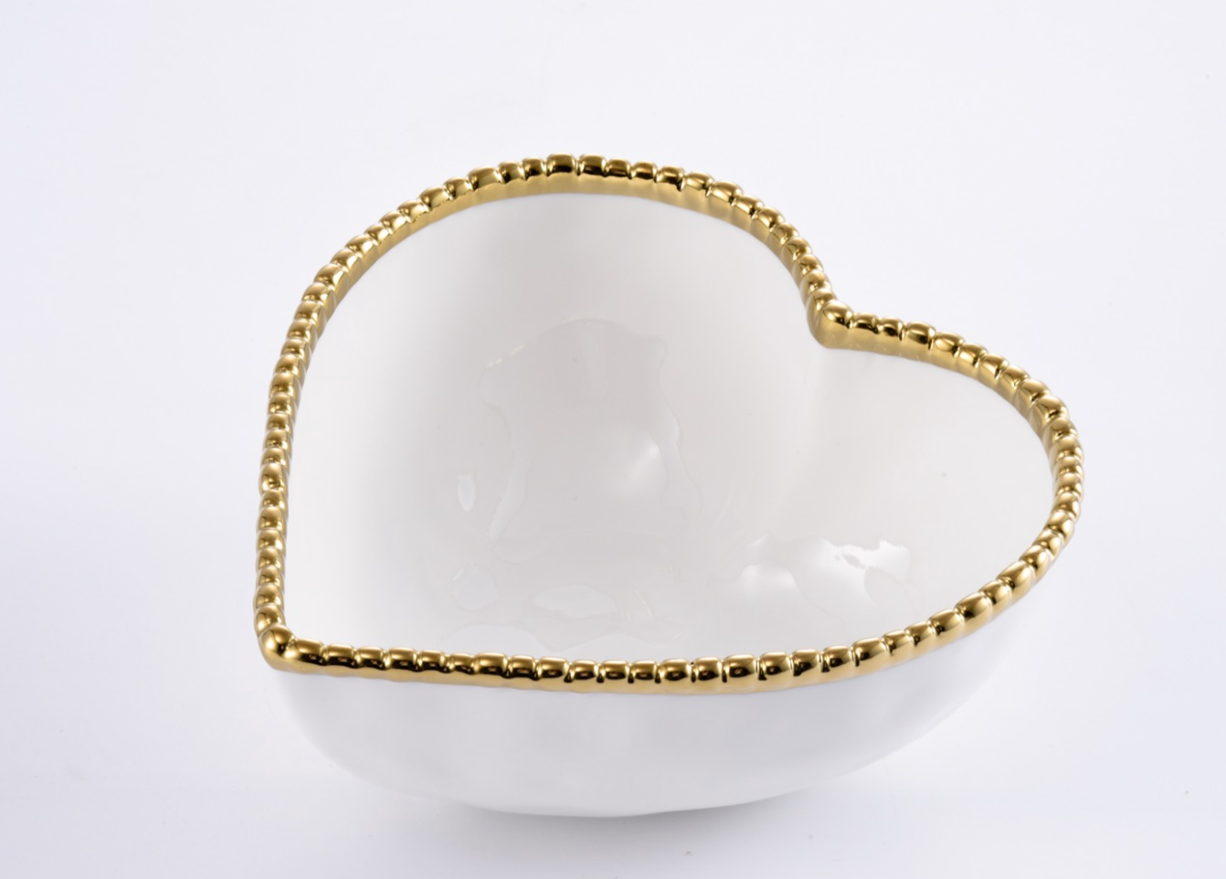 Gold Beaded Heart Bowl