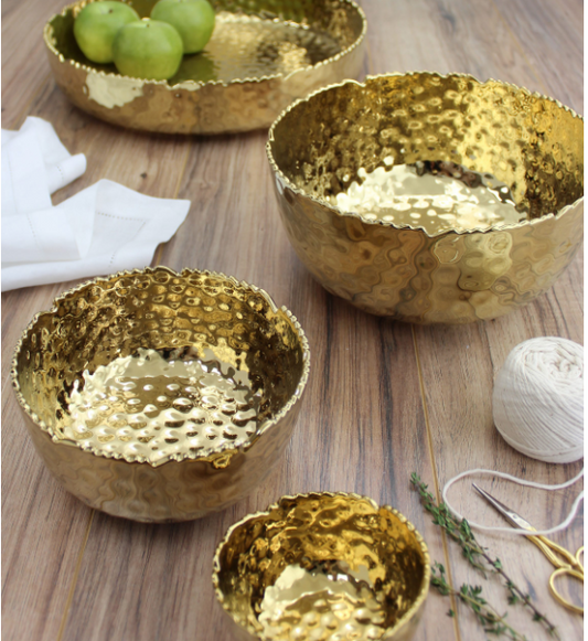 Gold Porcelain Hammered Serveware Collection