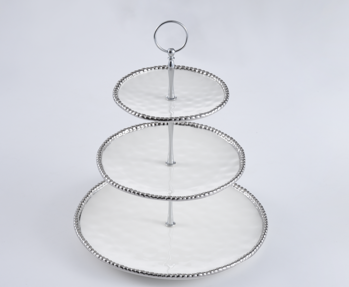 Silver Beaded Porcelain 3 Tier Server