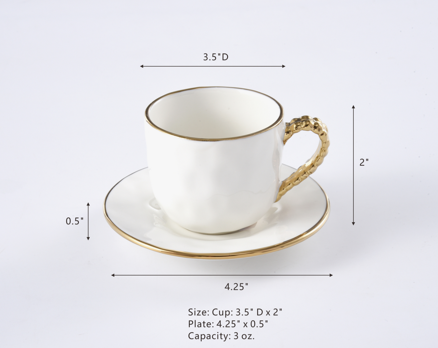 Gold Beaded Tea Cup & Saucer