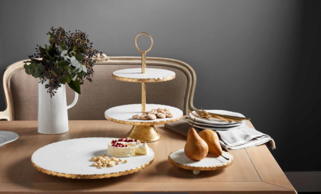 Marble and Foil Gold Edge Tiered Server