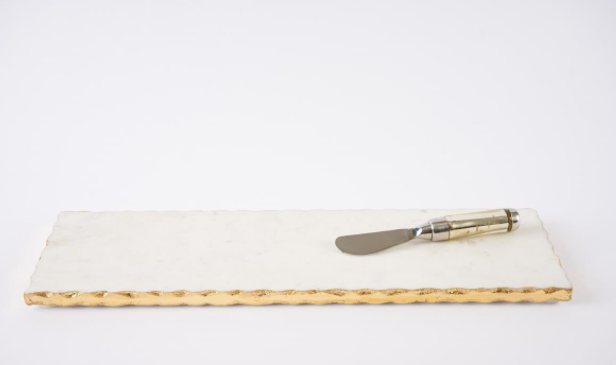 Long Gold Edge Marble Serving Board Set