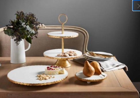 Marble and Foil Gold Edge Lazy Susan