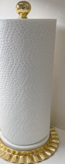 Gold Ripple Edge Paper Towel Holder with Marble Base