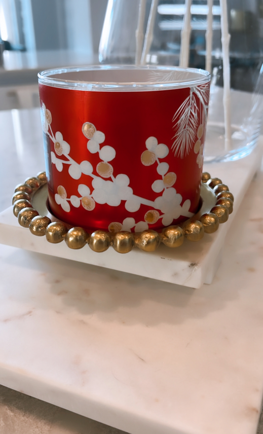 Gold Beaded Round Decorative Plate