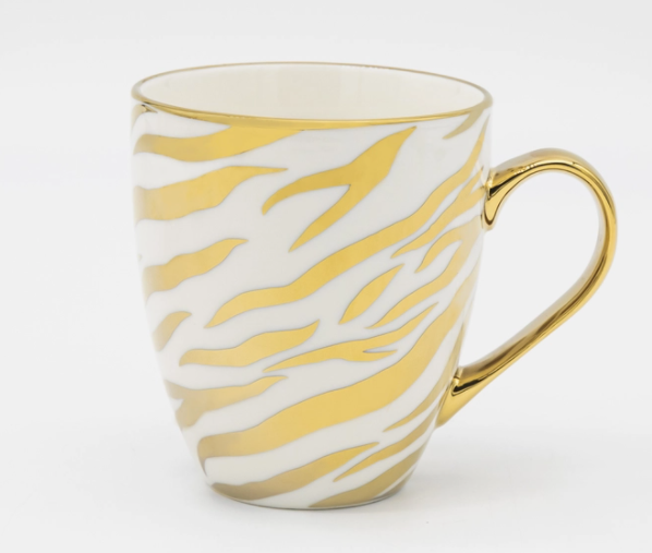 Gold Metallic Pattern Print Mugs 19 OZ