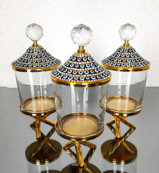 Evil Eye with Acrylic Ball Lid Sugar/Creamer Canister