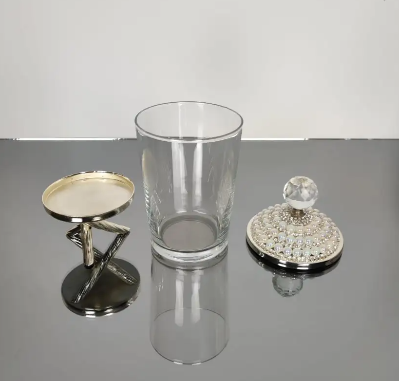 Pearl Silver Canister with Acrylic Ball Lid Sugar/Creamer Canister