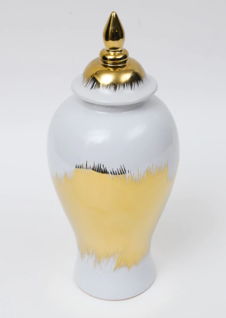 White and Gold Ginger Jar (3 Sizes)
