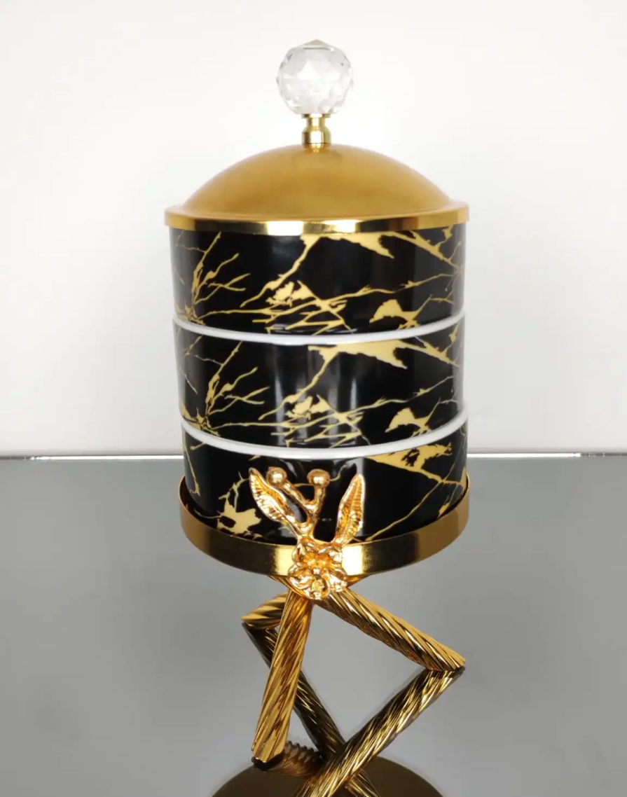 Black & Gold Metal Ice Bucket