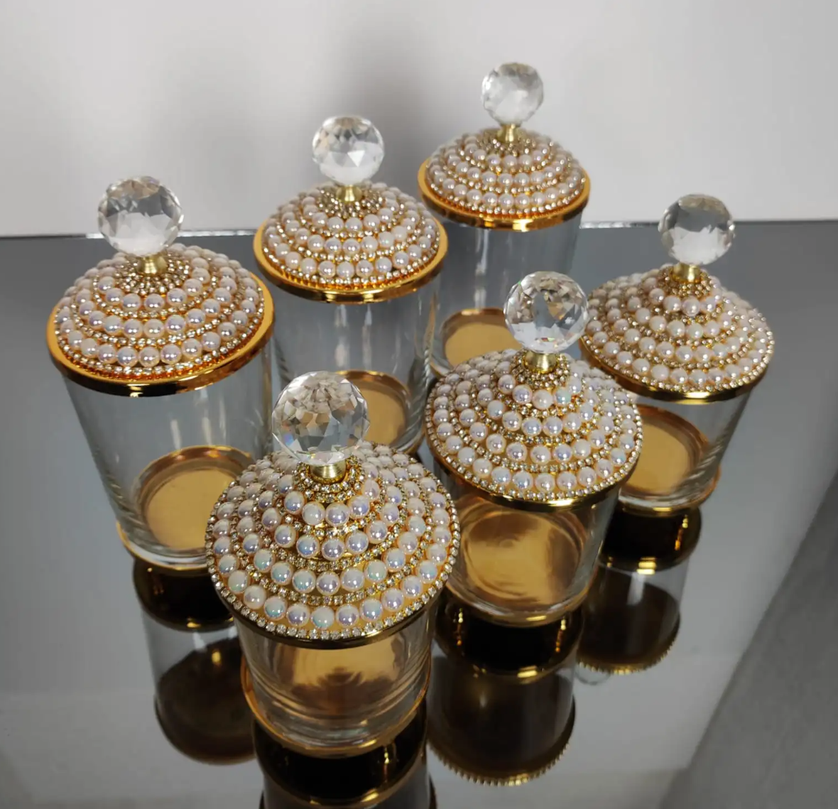 Gold and Pearl 6 PC Canisters Set Spices/Sugar/Creamer