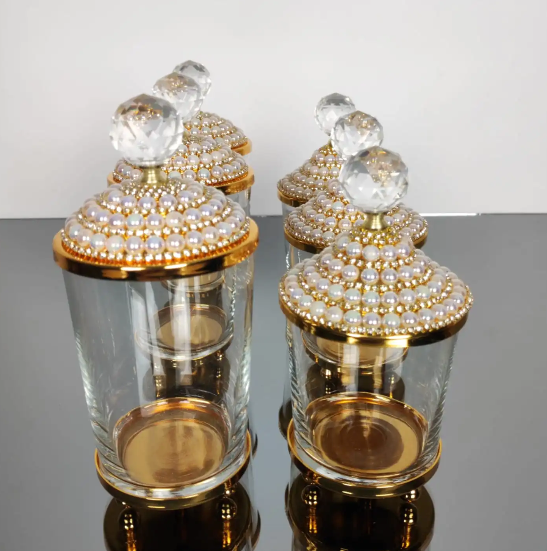 Gold and Pearl 6 PC Canisters Set Spices/Sugar/Creamer