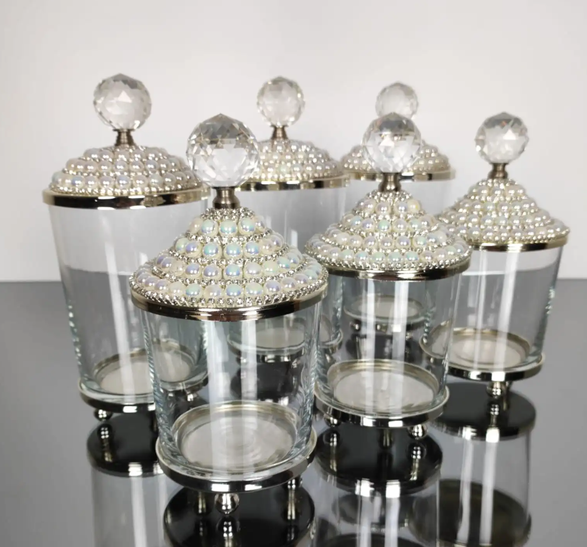 Silver and Pearl 6 PC Canisters Set Spices/Sugar/Creamer