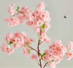 40" Pink Cherry Blossom Stem