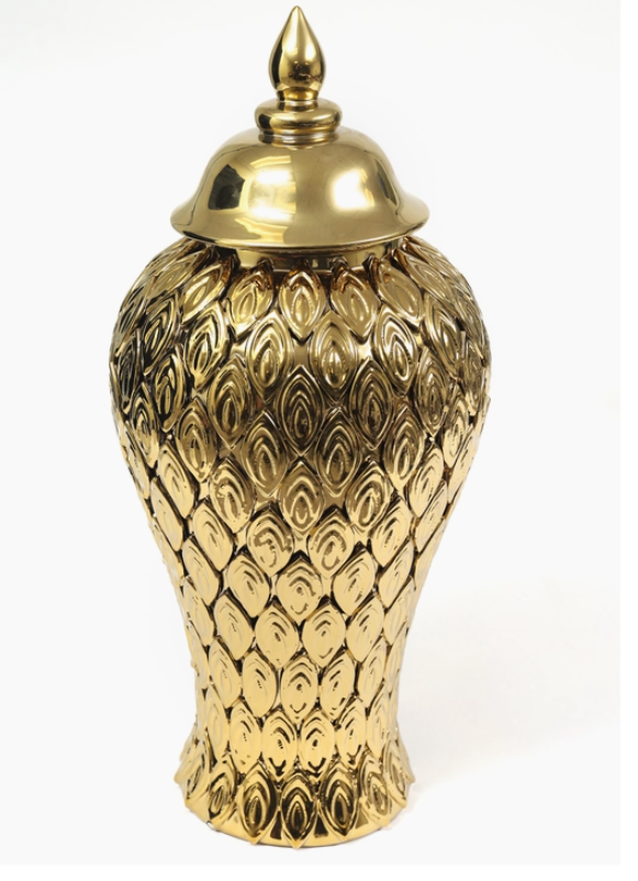 Gold Petal Textured Ginger Jars (3 Sizes)