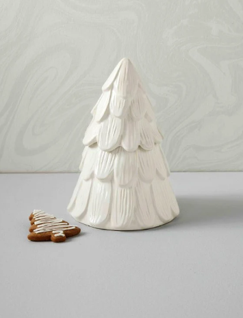 White Christmas Tree Cookie Jar