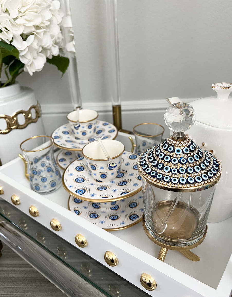 Evil Eye 18 PCS Tea Cups Set Gold
