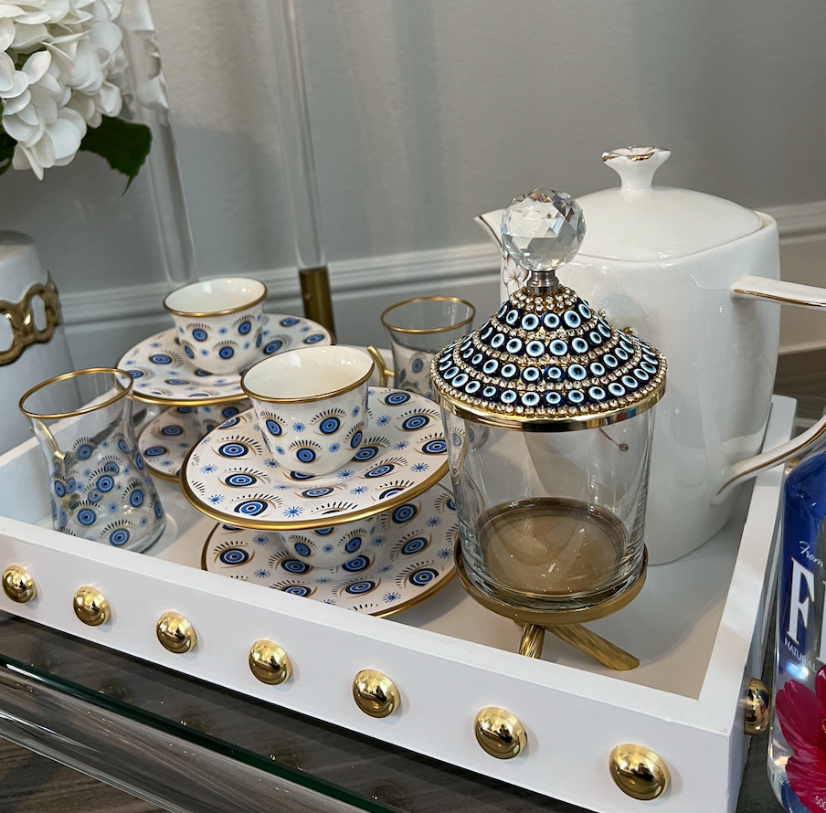 Evil Eye 18 PCS Tea Cups Set Gold