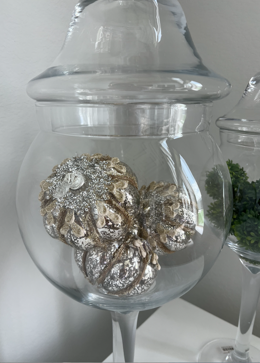 Mercury Glass Pumpkin with Burlap Details