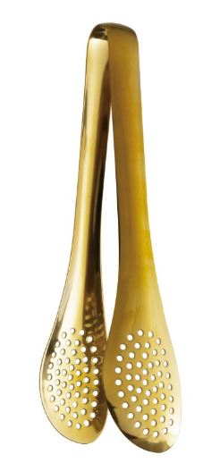 Gold Stainless Steel Slotted Tongs