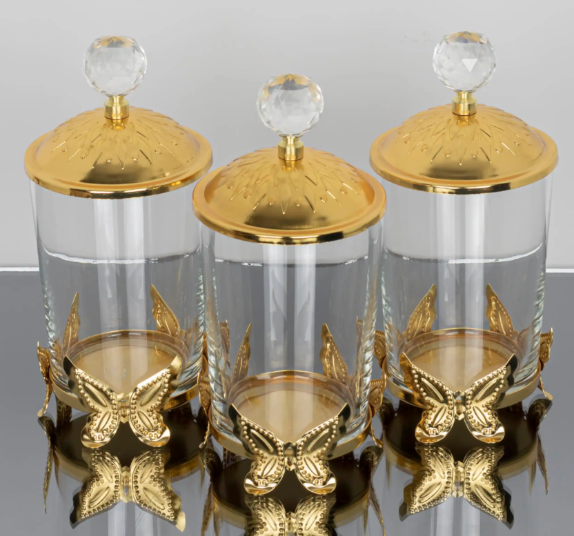 Gold Butterfly Sugar/Creamer Canister