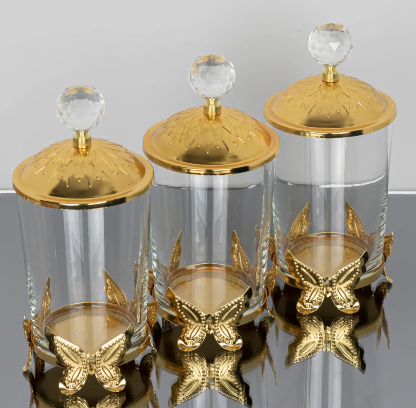 Gold Butterfly Sugar/Creamer Canister