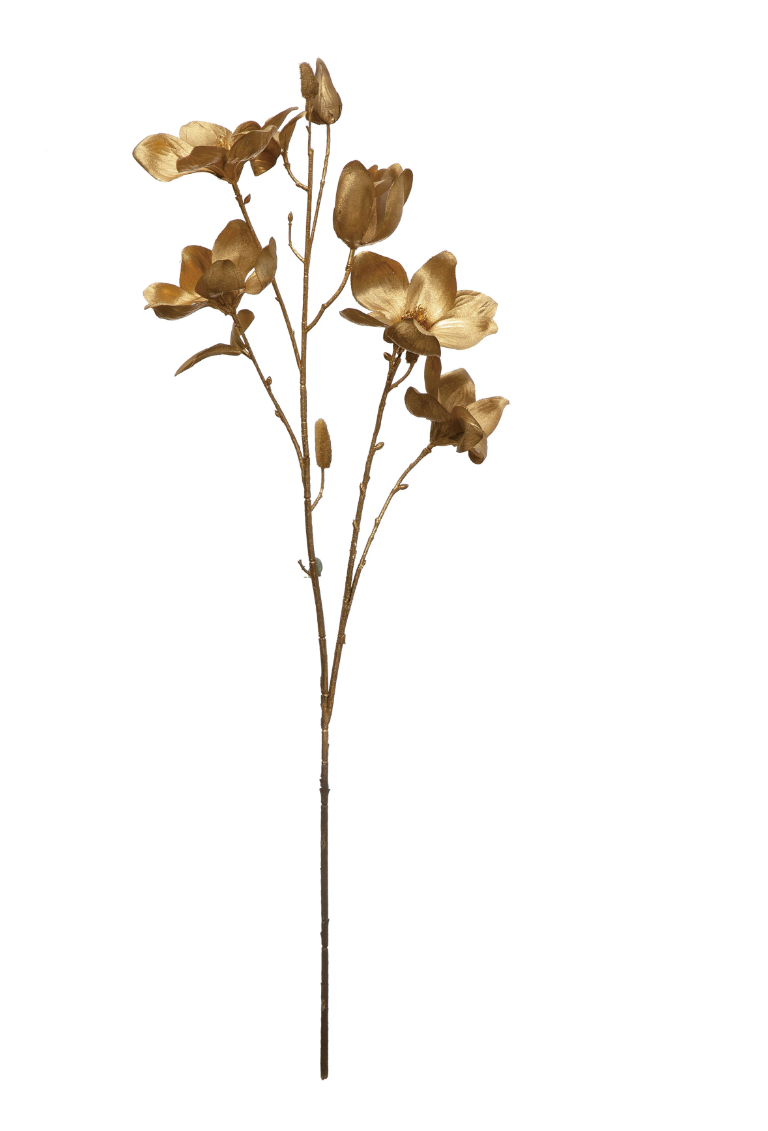 GOLD 28"H Faux Magnolia Bloom Stem