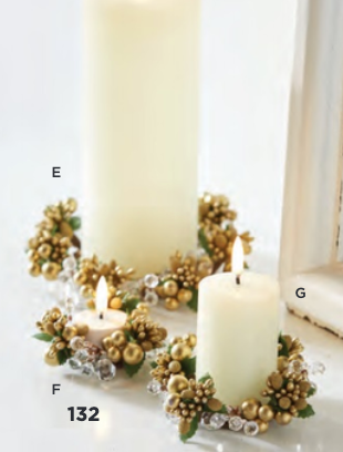 4.5" Beaded Berry and Crystal Mini Candle Wreath