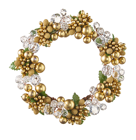 6.5Beaded Berry and Crystal Mini Candle Wreath