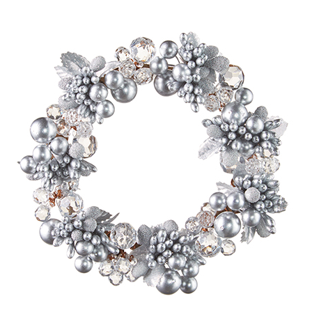 6.5 Beaded Berry and Crystal Mini Candle Wreath