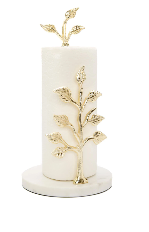 Gold Leaf Paper Towel Holder with Marble Base