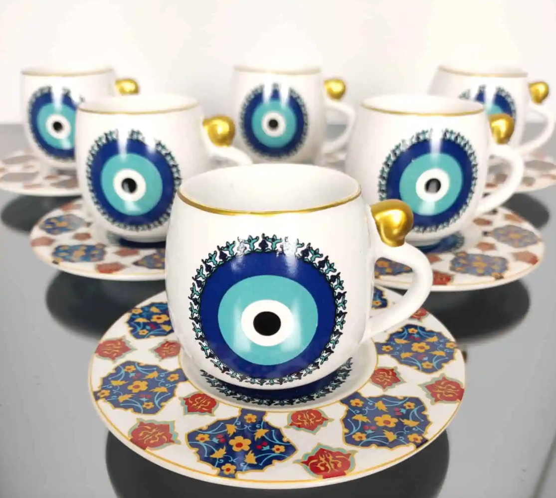 Evil Eye 6 Pcs Tea Cups Set