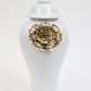 White Ginger Jar With Large Gold Flower Detail (3 Sizes)