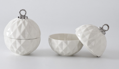 Silver and White Ornament Bowl ( 2 Sizes)