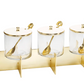 Three Glass Canister Set White Lids Gold Block Base