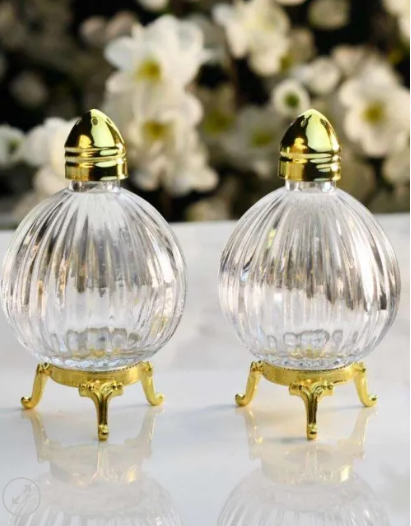 Glass Ornament Salt and Pepper Set with Stand (2 Colors)