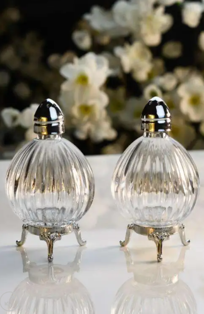 Glass Ornament Salt and Pepper Set with Stand (2 Colors)