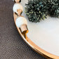 Gold and White Round Tray with Beaded Handles