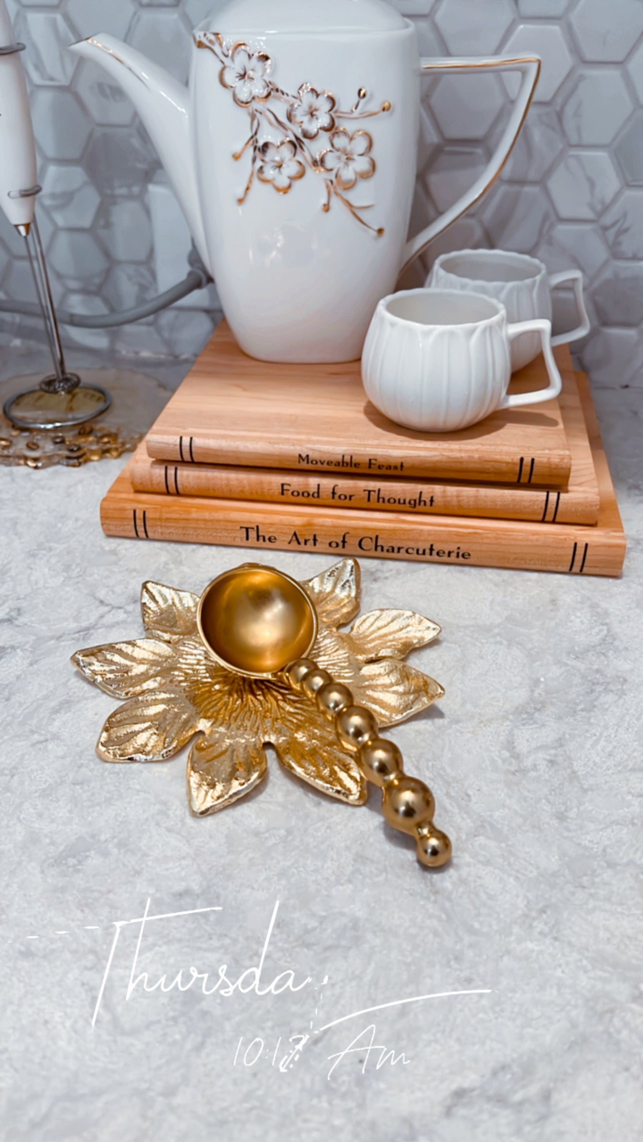 Gold Flower Coasters (Set of 4)