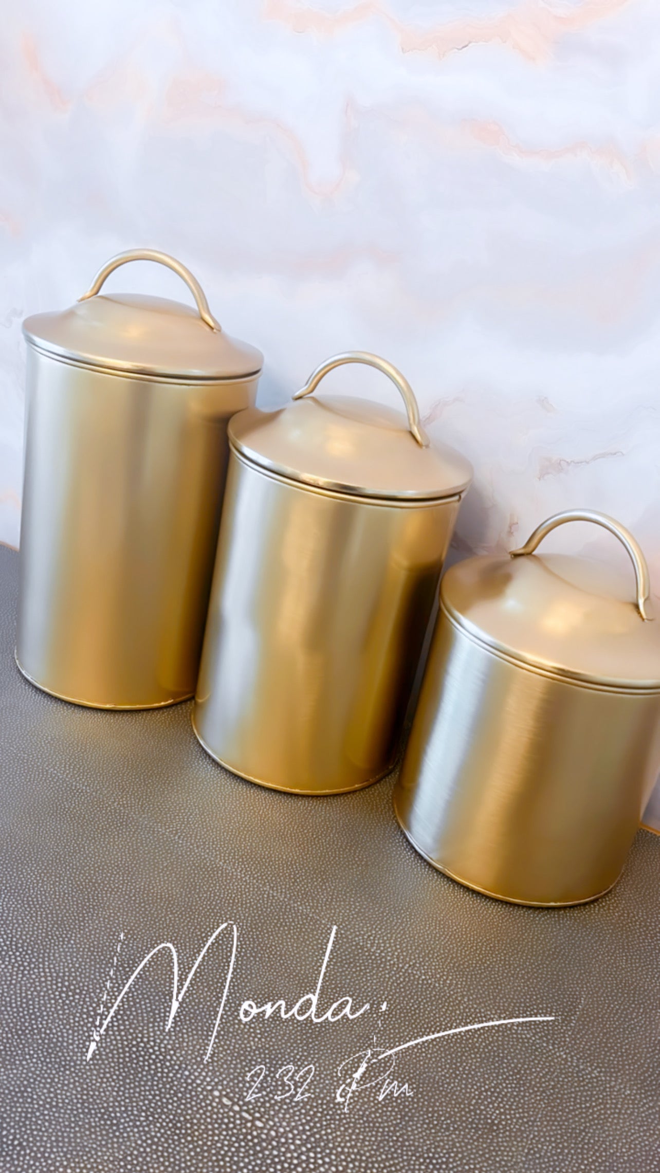 Gold Metal Canisters (Set of 3)