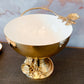 Gold and White Enamel Footed Bowl with Floral Details