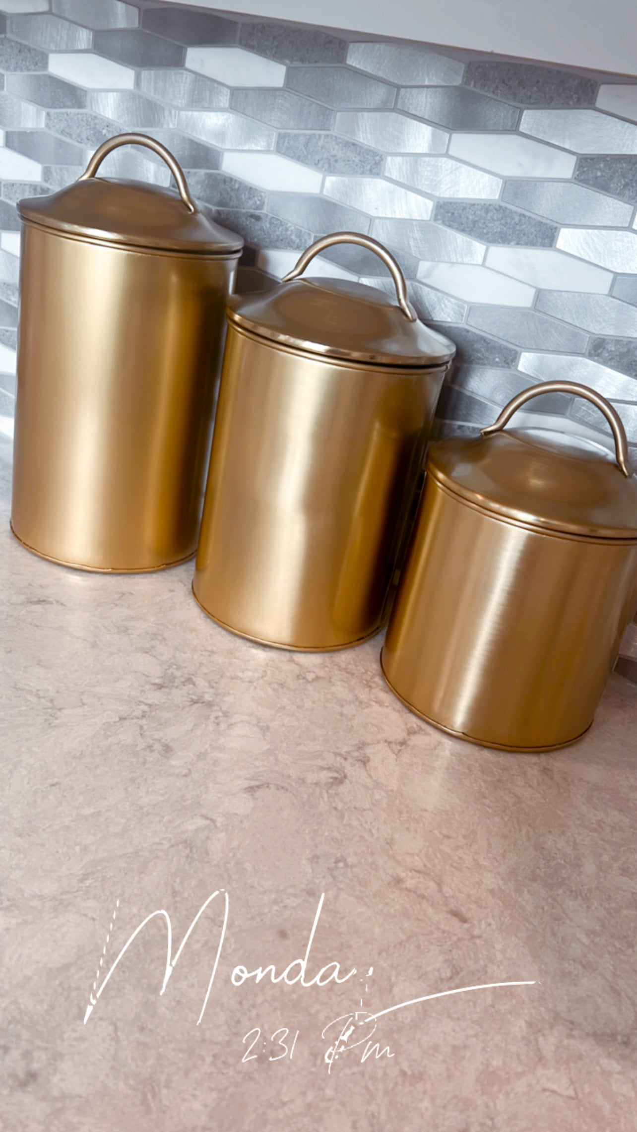 Gold Metal Canisters (Set of 3)