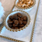 Gold Beaded Edge Serving Tray with 3 Beaded Snack Bowls