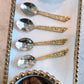 Gold Beaded Edge Serving Tray with 3 Beaded Snack Bowls