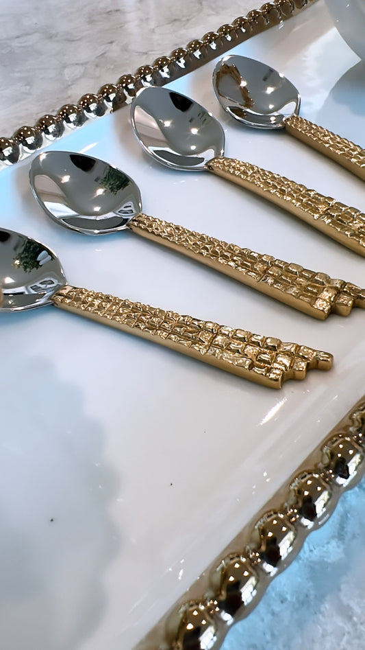 Gold Mosiac Handle Dessert Spoons Set Of 4