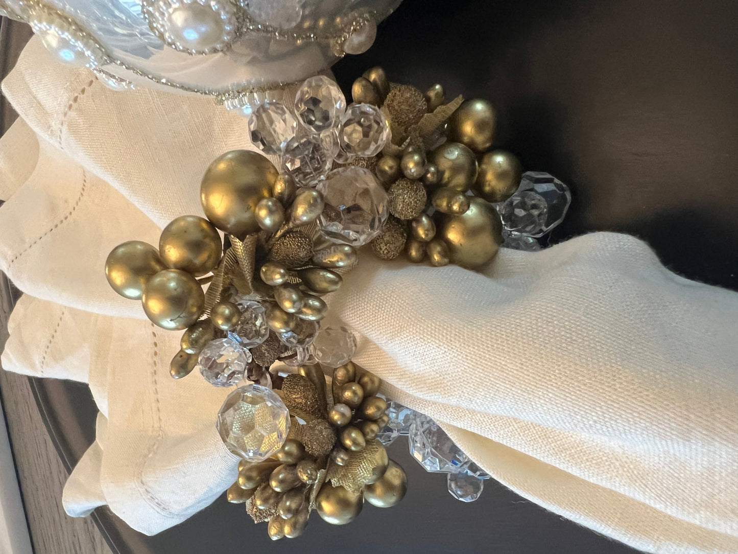4.5" Beaded and Crystal Berries Napkin Ring (SET of 2)