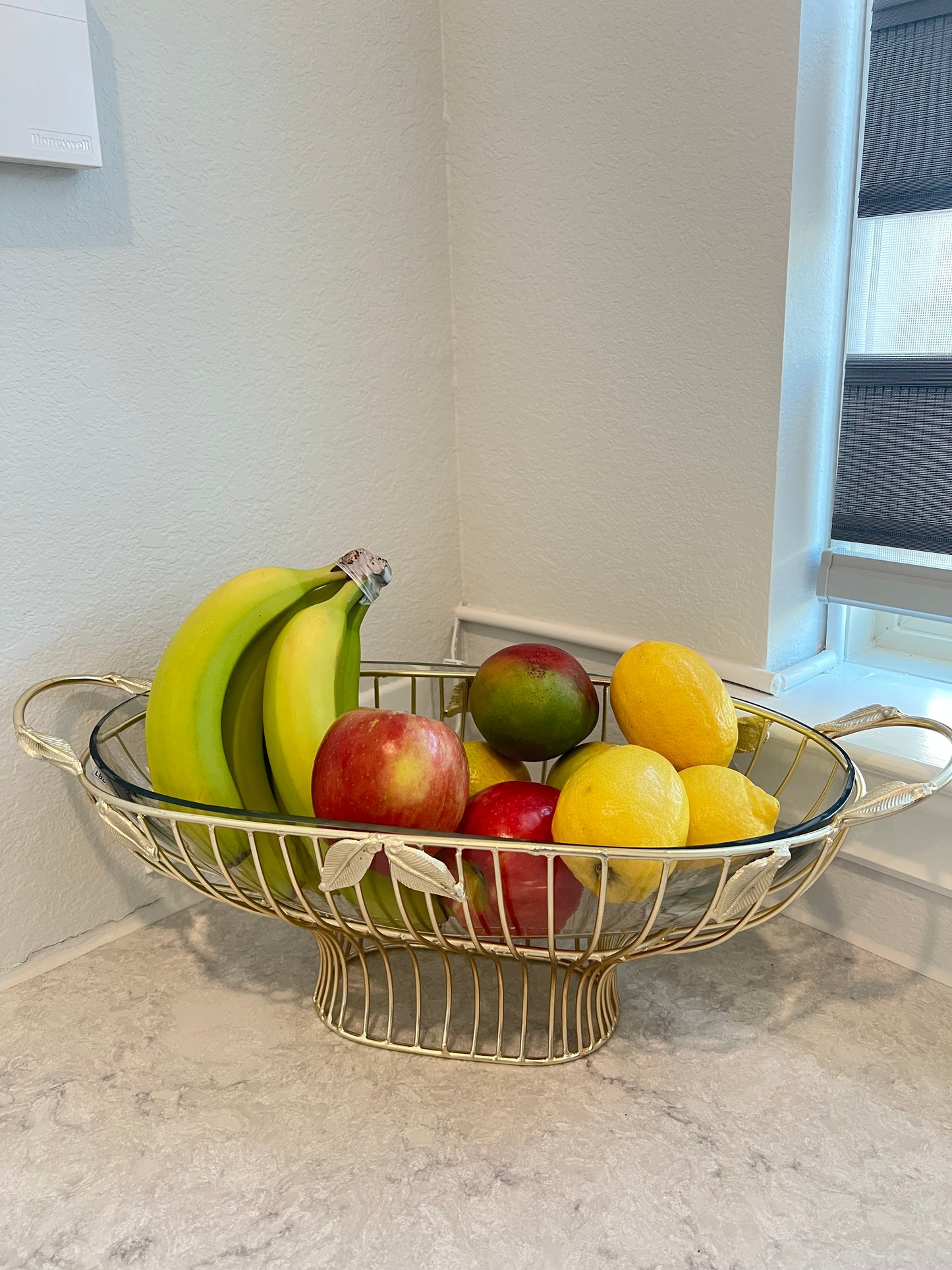 Gold Leaf Oval Shaped Bowl with Glass Insert