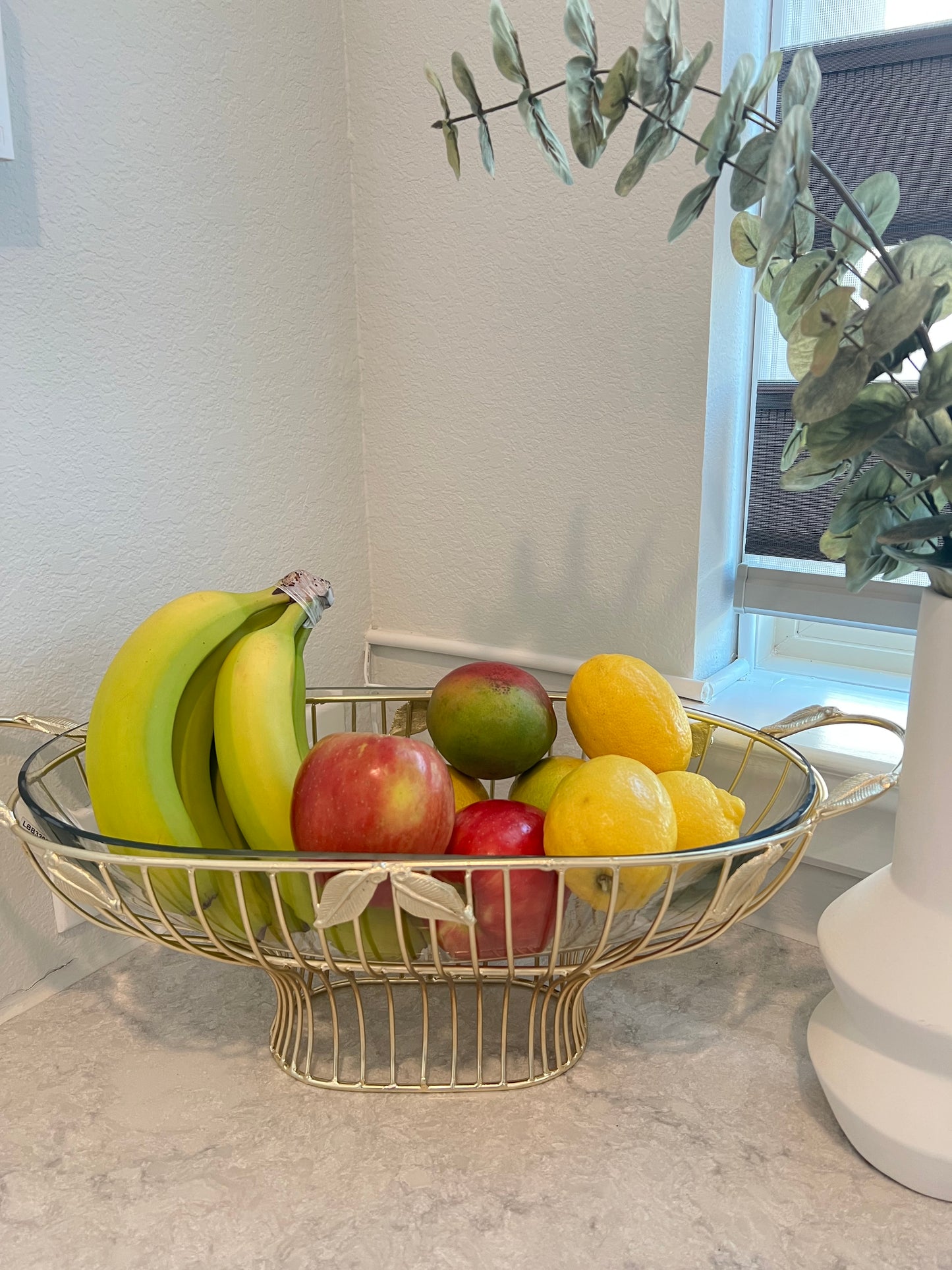 Gold Leaf Oval Shaped Bowl with Glass Insert