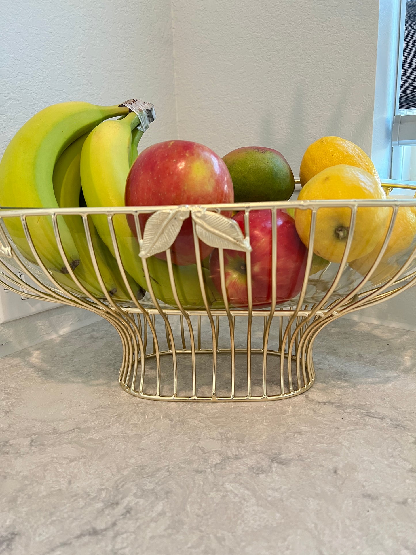 Gold Leaf Oval Shaped Bowl with Glass Insert