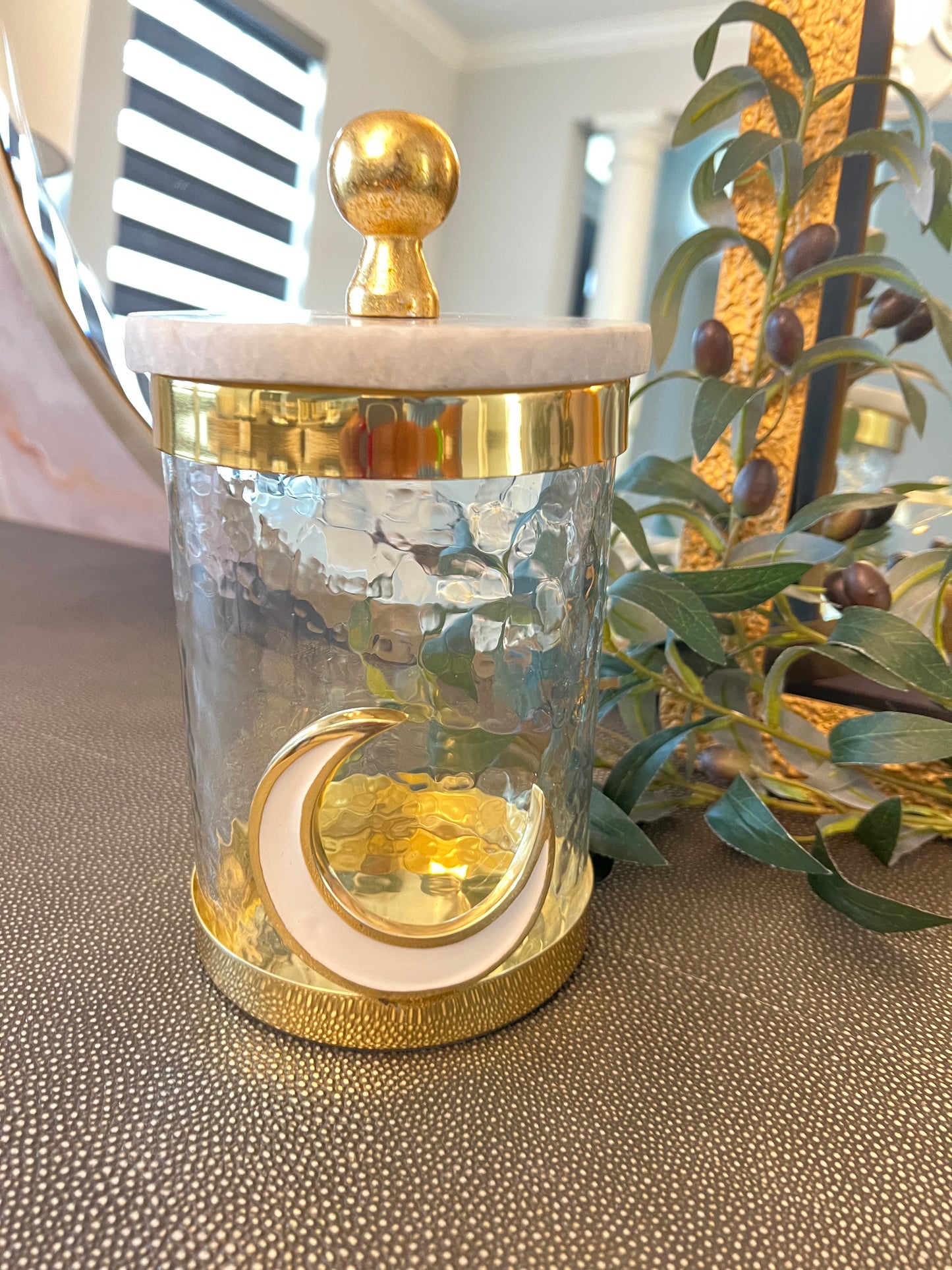 Marble and Gold Canister with Moon Detailed (Eid/Ramadan)